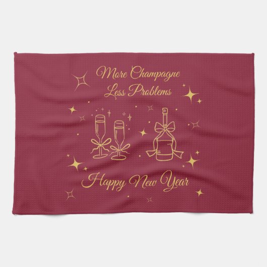 Gold Line Art New Year Design Theedoek (Horizontaal)