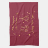 Gold Line Art New Year Design Theedoek (Verticaal)