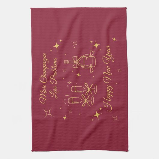 Gold Line Art New Year Design Theedoek (Verticaal)