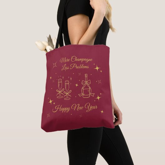 Gold Line Art New Year Design Tote Bag (Dichtbij)