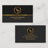 Gold Line Black Grey Columns Classy Gold Guitar Visitekaartje (Voorkant / Achterkant)