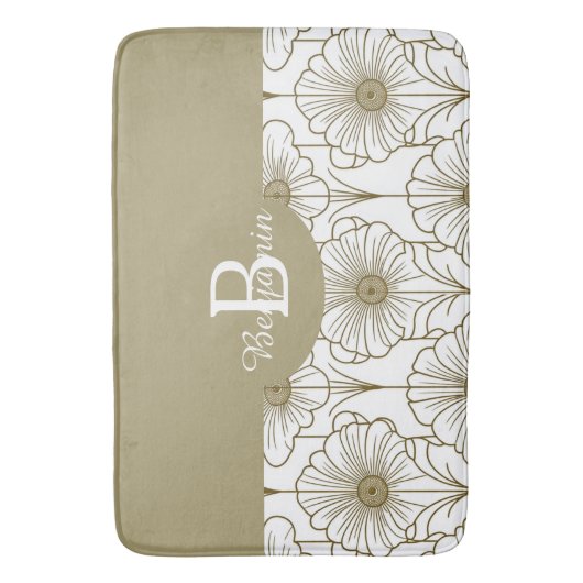 Gold Line Bloemen Patroon Badmat (Voorkant Verticaal)