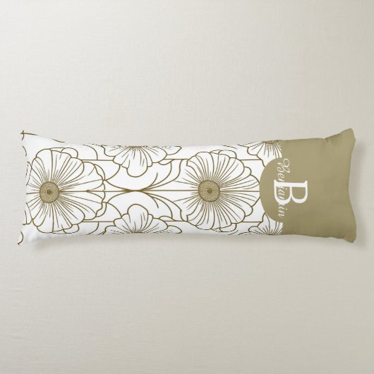 Gold Line Bloemen Patroon Body Kussen (Voorkant)