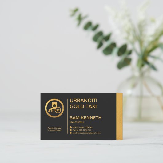 Gold Line Column Exquise Black Chauffeur Visitekaartje (Staand voorkant)