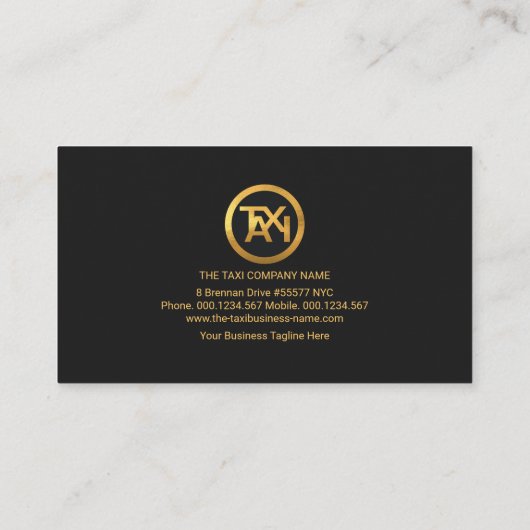 Gold Line Column Exquise Black Chauffeur Visitekaartje (Achterkant)