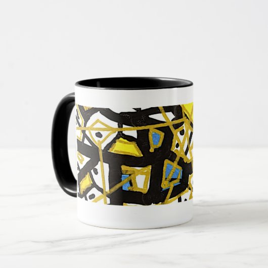 GOLD Line – Elegante Minimalistische Abstracte Mok (Voorkant links)