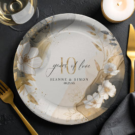 Gold Line Floral 10th Anniversary ID1169 Papieren Bordje