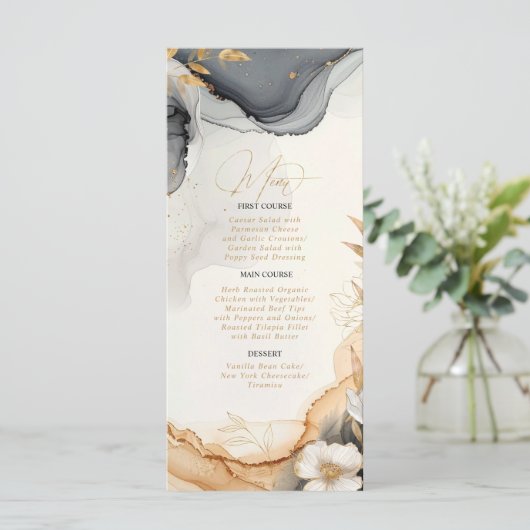 Gold Line Floral 10th Anniversary Menu ID1169 (Staand voorkant)