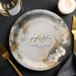 Gold Line Floral 20th Anniversary ID1169 Papieren Bordje