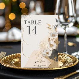 Gold Line Floral 25th Anniversary Table Num ID1169 Kaart
