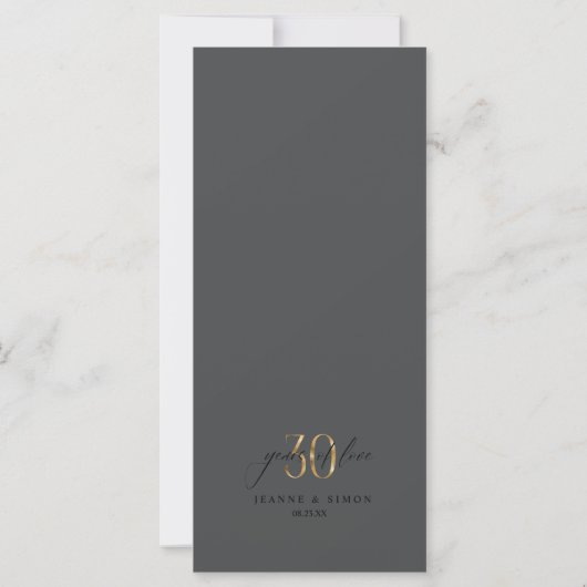 Gold Line Floral 30th Anniversary Menu ID1169 (Achterkant)
