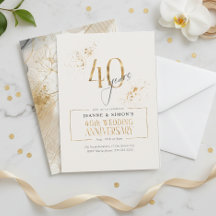 Gold Line Floral 40th Anniversary ID1169