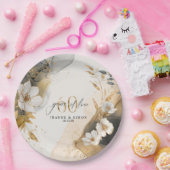 Gold Line Floral 60th Anniversary ID1169 Papieren Bordje (Feest)