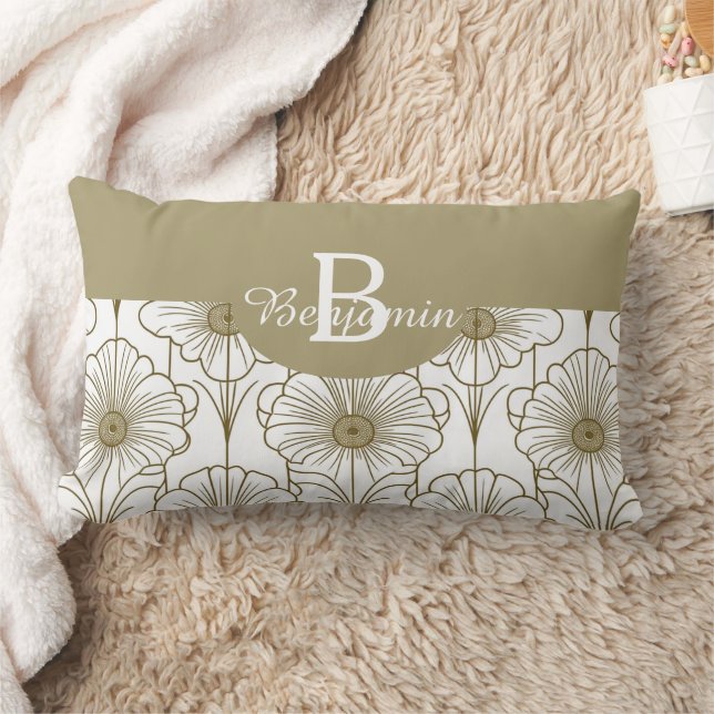 Gold Line Floral Pattern Sierkussen Kussen (Deken)