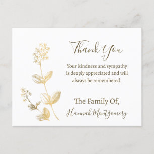 Gold Line Floral Sympathie Hartelijk dank Briefkaart