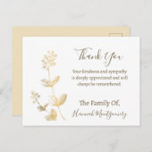Gold Line Floral Sympathie Hartelijk dank Briefkaart (Voorkant / Achterkant)