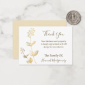 Gold Line Floral Sympathie Hartelijk dank Notitiekaartje (Voorkant / Achterkant in situ)