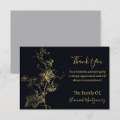 Gold Line Floral Sympathie Hartelijk dank Notitiekaartje (Voorkant / Achterkant)