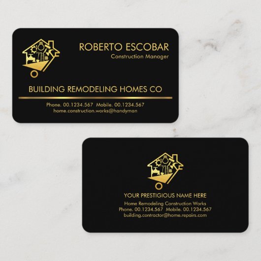 Gold Line Handyman Tools Builder Visitekaartje (Voorkant / Achterkant)