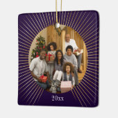 Gold Line Paarse-fotoserie Kerstmis Keramisch Ornament (Links)