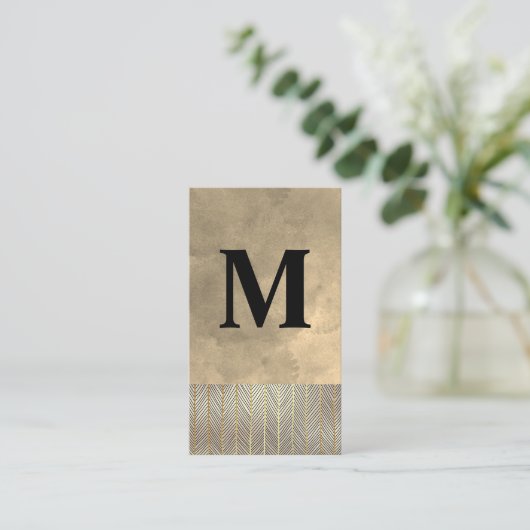 Gold Line Pattern | Achtergrond Waterverf Visitekaartje (Staand voorkant)