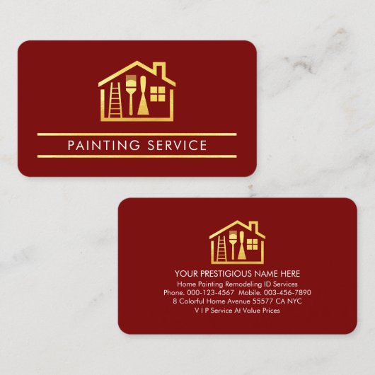 Gold Line Roller Brush Home Painter Visitekaartje (Voorkant / Achterkant)