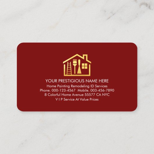 Gold Line Roller Brush Home Painter Visitekaartje (Achterkant)