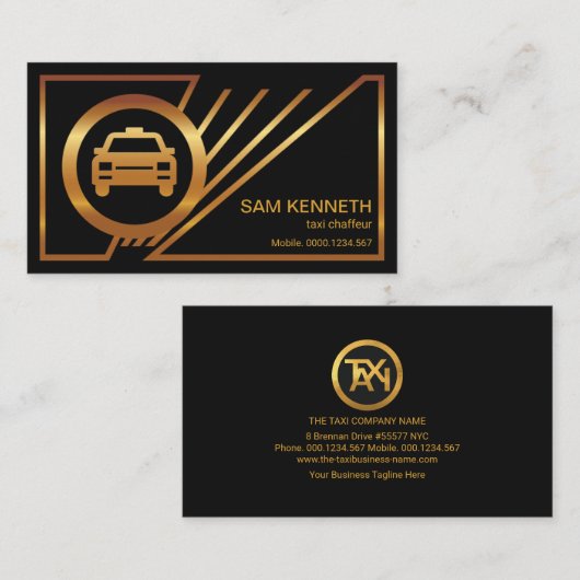 Gold Line Routes Border Taxi Driver Visitekaartje (Voorkant / Achterkant)