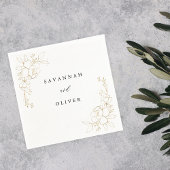Gold Lined Floral Name Napkins Servet