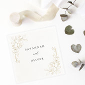 Gold Lined Floral Name Napkins Servet