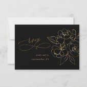 Gold Lined Floral on Black & Gold w Meal RSVP (Voorkant)