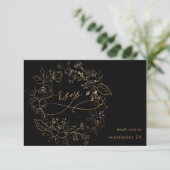 Gold Lined Floral on Black & Gold w Meal RSVP 3 (Staand voorkant)