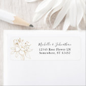 Gold Lined Floral Return Address Label (Insitu)