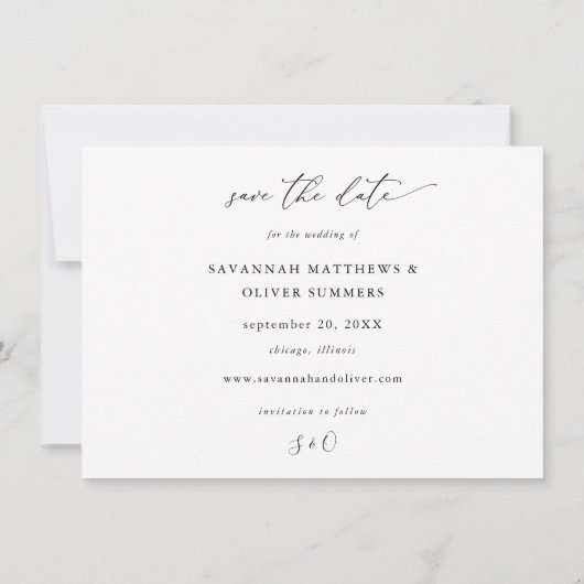 Gold Lined Floral Save the Date (Achterkant)