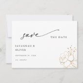 Gold Lined Floral Save the Date (Voorkant)