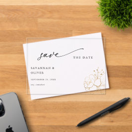 Gold Lined Floral Save the Date Acryl Uitnodigingen