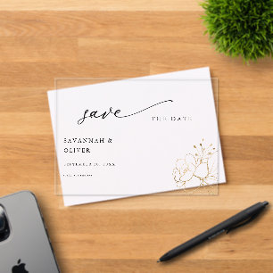 Gold Lined Floral Save the Date Acryl Uitnodigingen