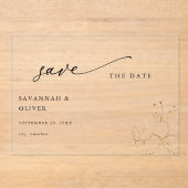 Gold Lined Floral Save the Date Acryl Uitnodigingen (Voorkant)
