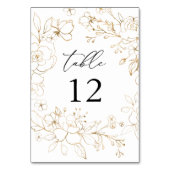 Gold Lined Floral Table Number Kaart (Achterkant)