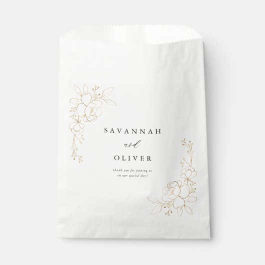 Gold Lined Floral Wedding Bedankzakje (Voorkant)