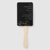 Gold Lined Floral Wedding Programme 2 - Black Handwaaier (Voorkant)