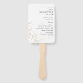 Gold Lined Floral Wedding Programme Handwaaier (Voorkant)