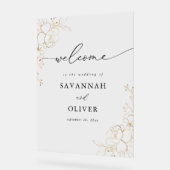Gold Lined Floral Wedding Welcome Acryl Bord (Hoek)