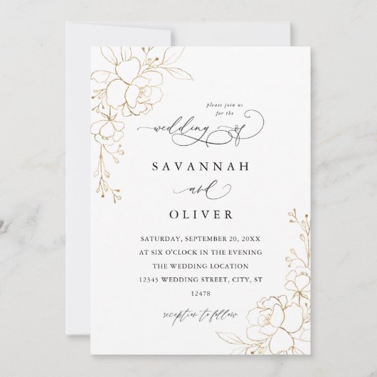 Gold Lined Floral White & Black Wedding (Voorkant)