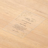 Gold Lined Floral White & Black Wedding Acryl Uitnodigingen (Laagn)