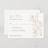 Gold Lined Floral White & Gold no Meal RSVP (Voorkant / Achterkant)