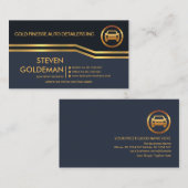 Gold Lines Black Blue Layers Automobile Visitekaartje (Voorkant / Achterkant)