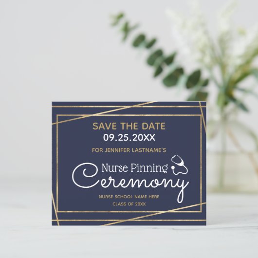 Gold Lines Nurse Pinning Ceremony Save the Date (Staand voorkant)