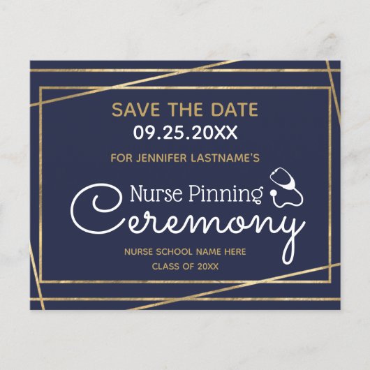 Gold Lines Nurse Pinning Ceremony Save the Date (Voorkant)