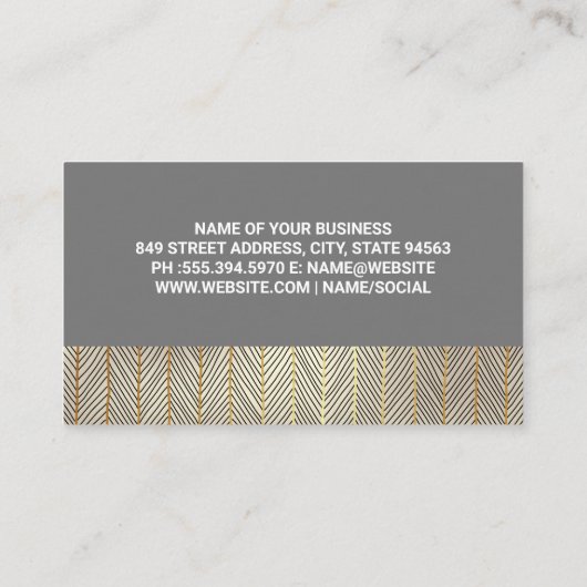 Gold Lines Pattern | Grijs Visitekaartje (Achterkant)